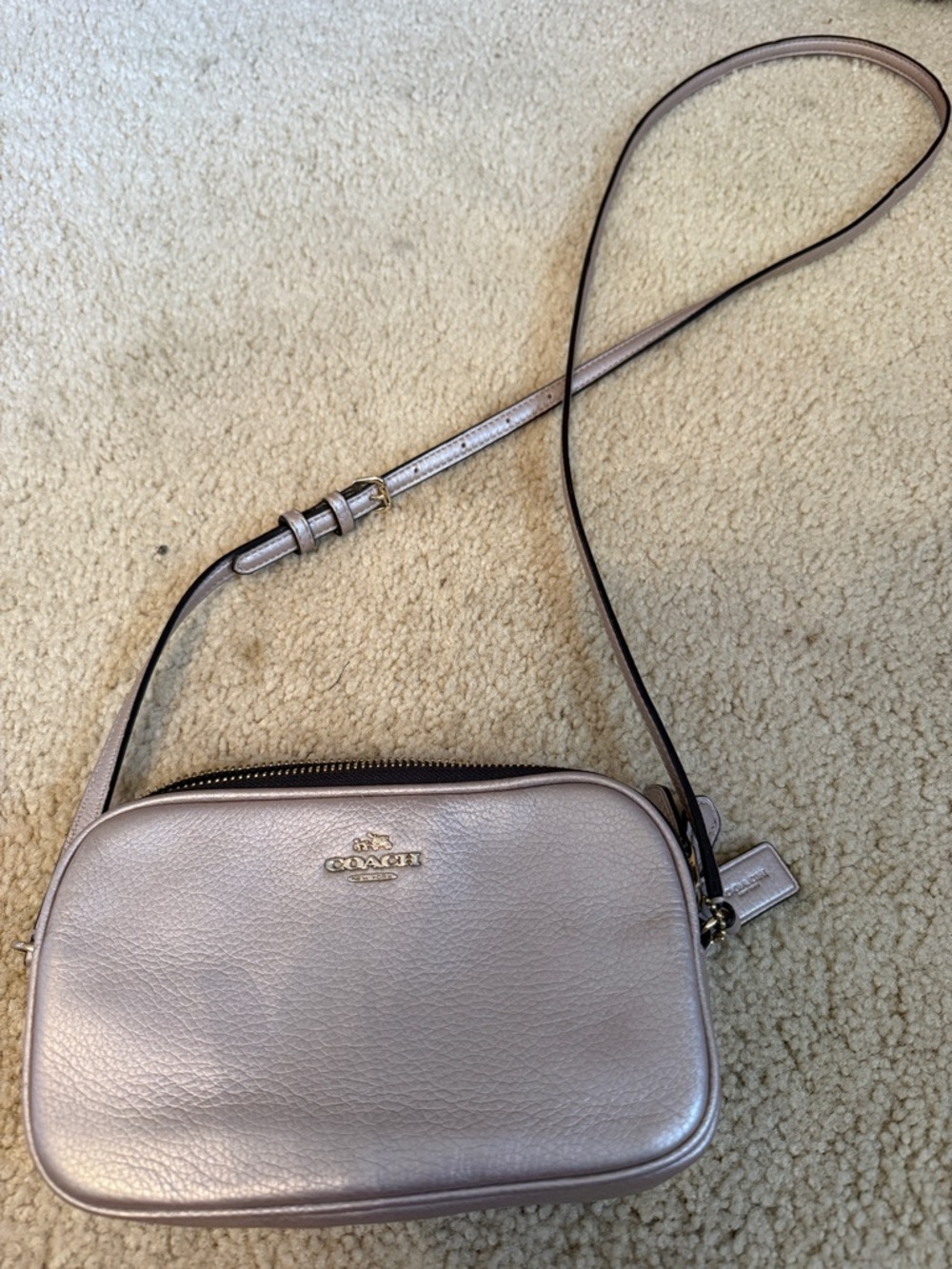 Coach Metallic Silver Leather Crossbody Bag